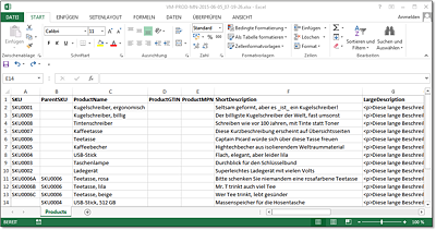 VM Products Manager erzeugt native XLSX-Dateien, die Sie ohne CSV-Verrenkungen direkt in Excel öffnen und bearbeiten.