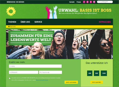 Und so sehen Webseiten gut 20 Jahre später aus: bmw.de und gruene.de im Jahr 2017.