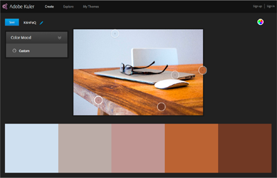 Um aus Bildern Farbpaletten zu erstellen, gibt es einige Tools. kuler.adobe.com/create/image bietet noch die einfache Möglichkeit, die Farben direkt »im Bild« anzupassen.