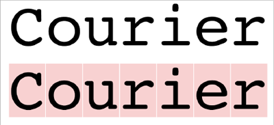Die CourierTypografieCourier ist eine typische Monospace-Schrift, bei der alle Buchstaben die gleiche Breite haben.