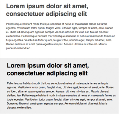 Oben steht der Text schwarz auf weiß, im unteren Bild oben dunkelgrau auf weiß und unten schwarz auf hellgrauem Hintergrund. Am Bildschirm sind die beiden Varianten im unteren Bild lesefreundlicher (im Druck eher nicht!).