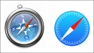 Der Wandel vom Skeuomorphismus zum Flat-Design exemplarisch am Safari-Icon von Apples iOS-Betriebssystem
