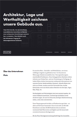 Viel Weißraum, wenige Bilder, viel Typografie, minimalistische Webdesigns von hej.ch und pluto.at