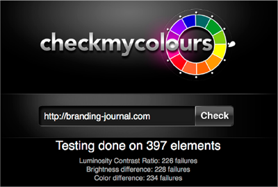 Hilfreiches ToolFarbeTool: Check My Colours. URL eingeben und die Seite analysieren lassen, ob die Farbkontraste nach W3C-Richtlinie okay sind! checkmycolours.com