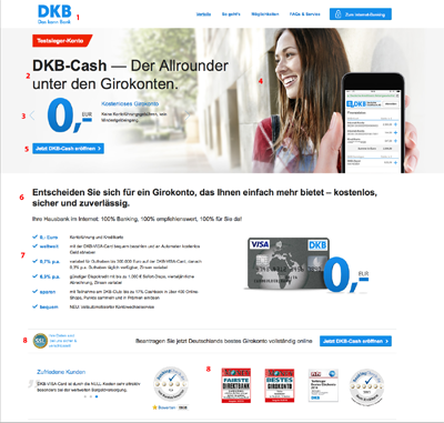Die Girokonto-Landing Page der DKB, dkb.de