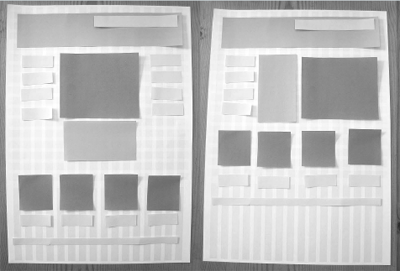 Die »Grey Box Method« lässt sich sogar mit Papierschnipseln umsetzen, clarelisbeth.wordpress.com/2011/06/28/why-wireframe-well.