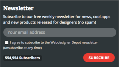 Das Newsletter-Feld bei webdesignerdepot.com – ein typisches Interaktionselement
