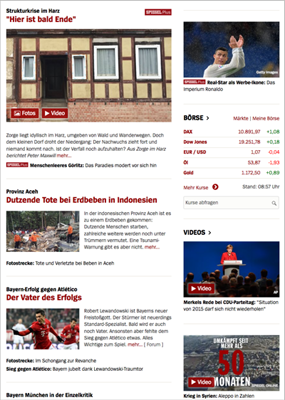 Bilder als Orientierungselement auf Newsseiten wie spiegel.de