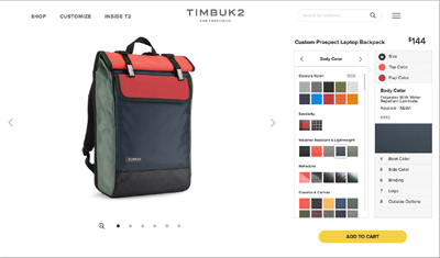 Hier kann man nicht nur einfach eine Tasche kaufen: Bei timbuk2.com lässt sich intuitiv, spielerisch ein individuelles Produkt erstellen.