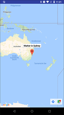 Eine Karte mit Marker in Sydney