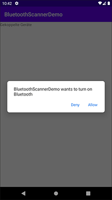 Rückfrage, ob Bluetooth aktiviert werden soll
