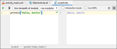 Ein Kotlin-Scratch File in Android Studio