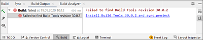 Build Tools liegen nicht in der benötigten Version vor.