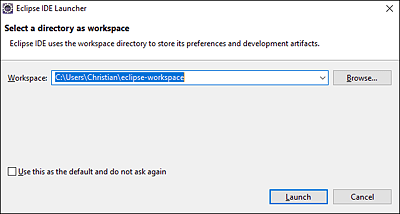 Den Workspace in Eclipse auswählen