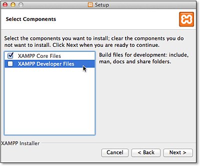 Für die XAMPP-Joomla!-Installation unter OS X benötigen Sie keine XAMPP Developer Files.