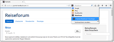 Mithilfe des Features OpenSearch fügen Firefox-Benutzer Ihre website-interne Suche zur Suchmaschinenliste für das Firefox-Suchfeld hinzu.