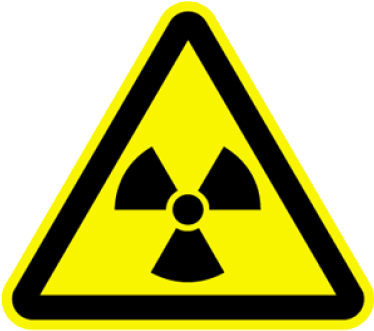 Das Warnzeichen Radioaktivität in der Kombination Schwarz-Gelb ist am auffälligsten.