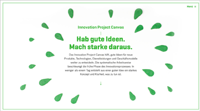 Grün als Zeichen für frische, positive Ideen bei innovationprojectcanvas.com