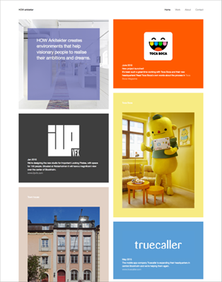 Das Card-Design in der Portfolio- und Newsgestaltung bei howarkitekter.se