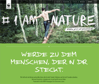 Grün als Symbol der Natürlichkeit, funktioniert bestens bei iamnature.wwf.de