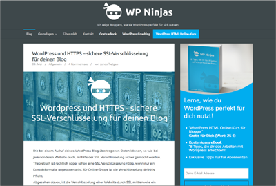 Die Farbwahl und die Bildgestaltung sorgen für ein klares optisches Profil bei den Blogs effektivlaufen.de und wp-ninjas.de.