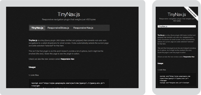 Die Plug-in-Seite macht es vor: Bei tinynav.com wird aus wenigen Navigationspunkten ein select-Menü.