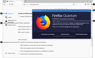 Rufen Sie den Dialog »Über Mozilla Firefox« auf, wird automatisch geprüft, ob ein Update für den Browser vorliegt.