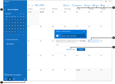 Übersicht über die Kalender-App